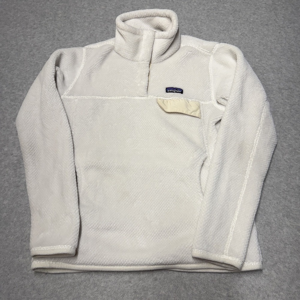 Patagonia Snap T Sweater Womens Medium White 1/4 Snap Pullover Outdoor Hiking